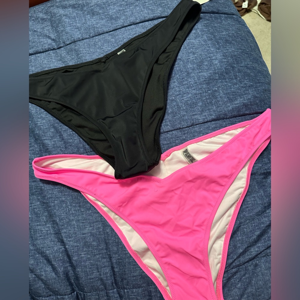 Victoria's Secret PINK Hot Pink & Black Bikini Bottoms
